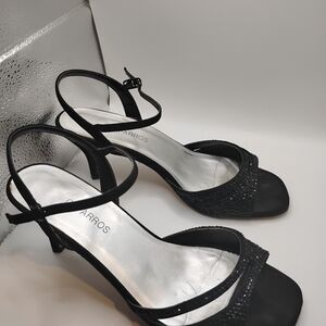 Caparros Black Sparkle Ankle-Strap Heels